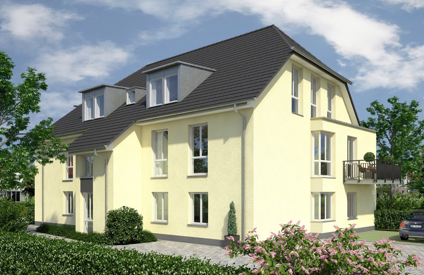 Wohnanlage Würmbachgarten, Münchner Straße 76 in Dachau, Ansicht von der Straße